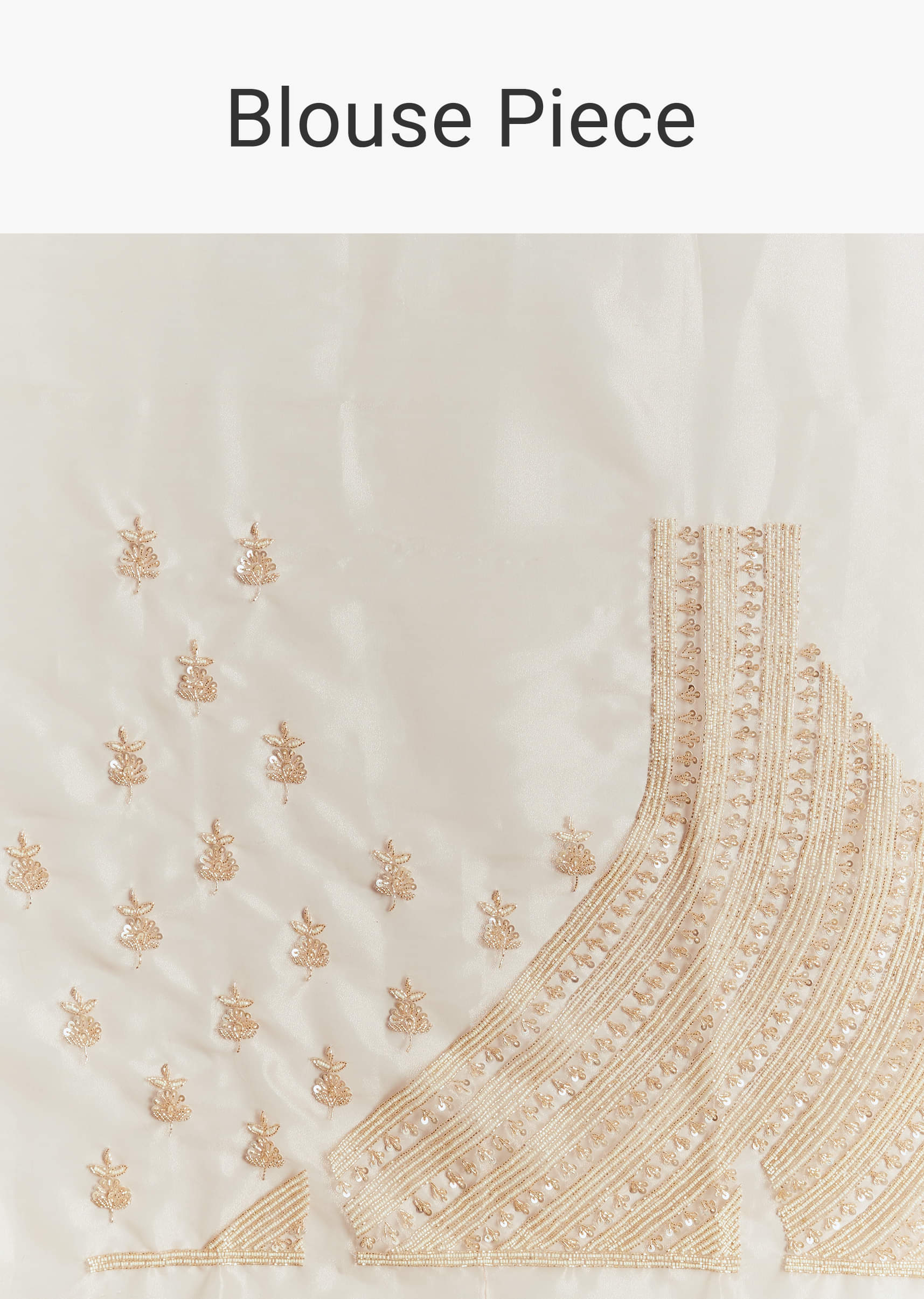 Indian Peach Floral Moti Cutdana Tissue Saree (2-Piece) - Image 8