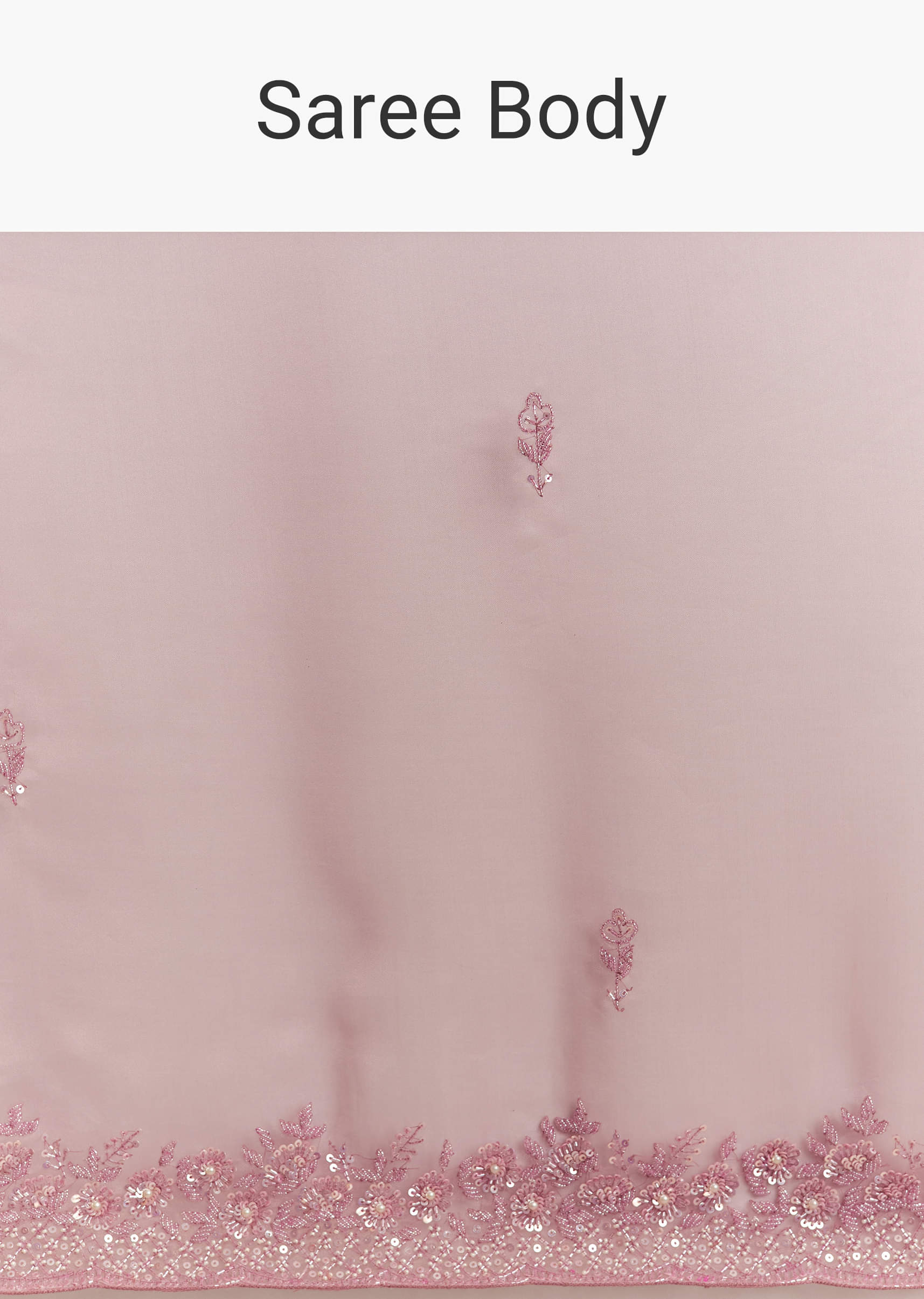 Pinkish Lavender Sequined Tissue Saree (2-Piece) - Image 7