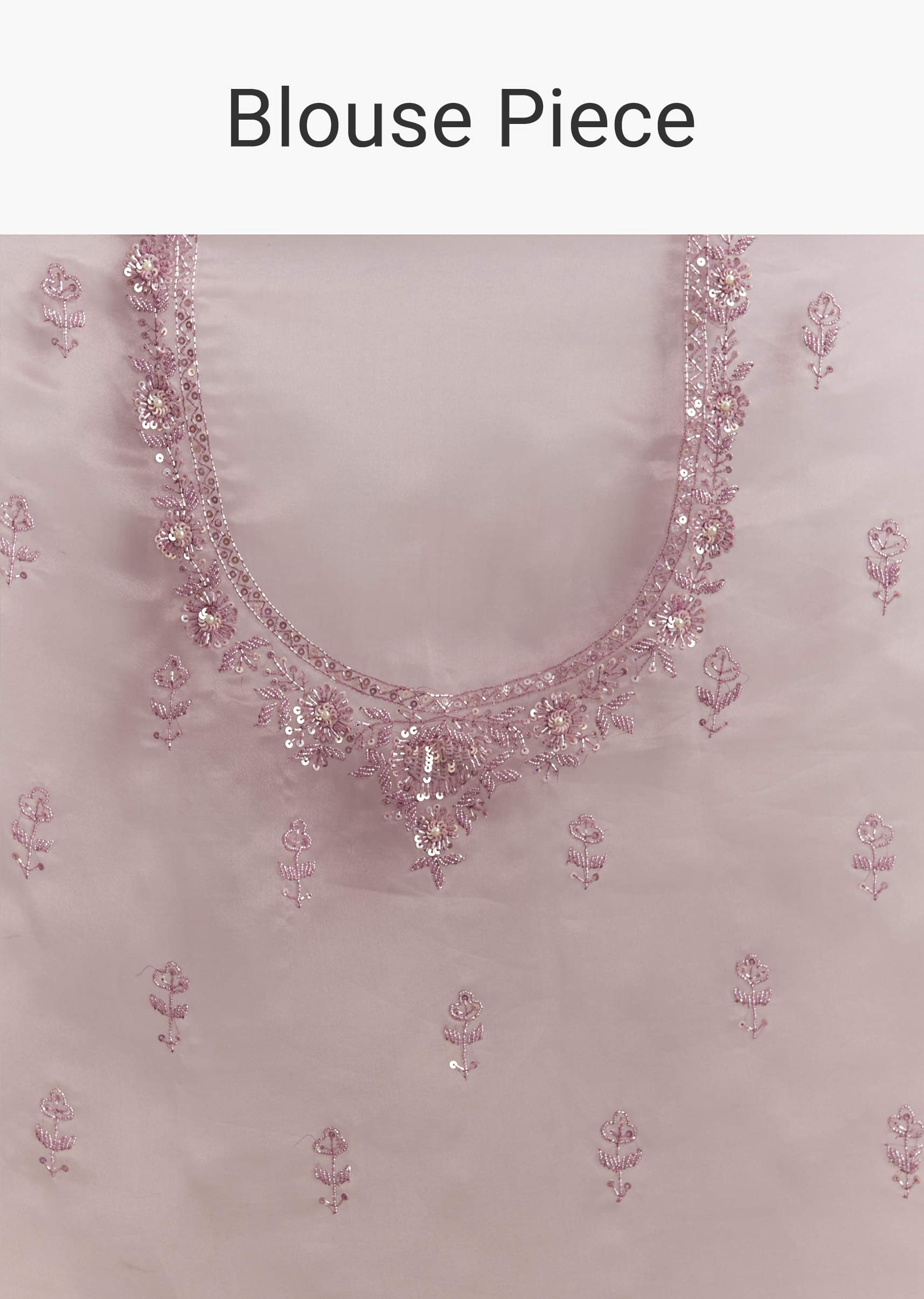 Pinkish Lavender Sequined Tissue Saree (2-Piece) - Image 8