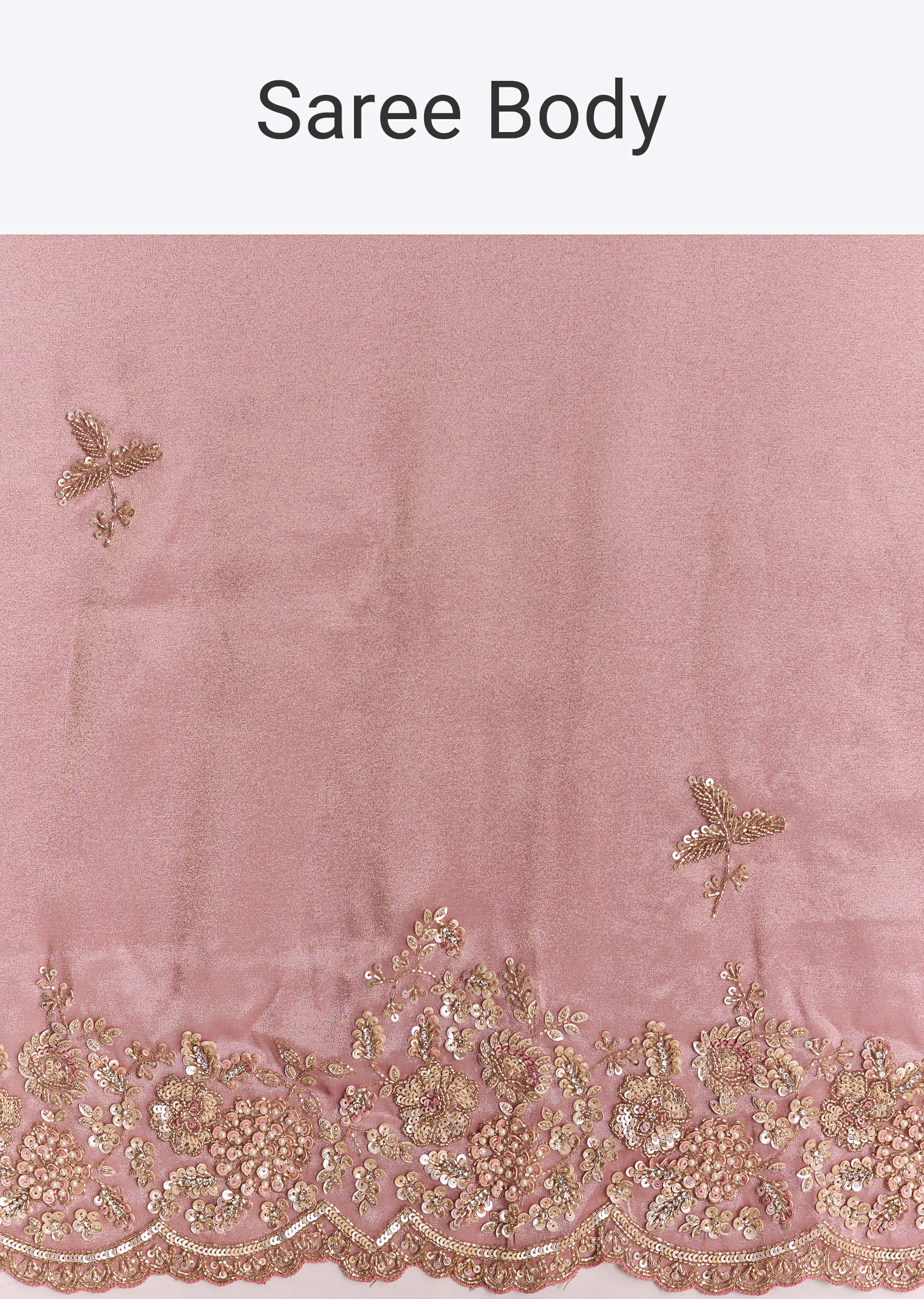 Blush Pink Embroidered Tissue Silk Saree (2-Piece) - Image 8