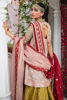 Pakistani Pink Zardozi Tissue Short Shirt & Olive Brocade Sharara (3-Piece) - Image 4