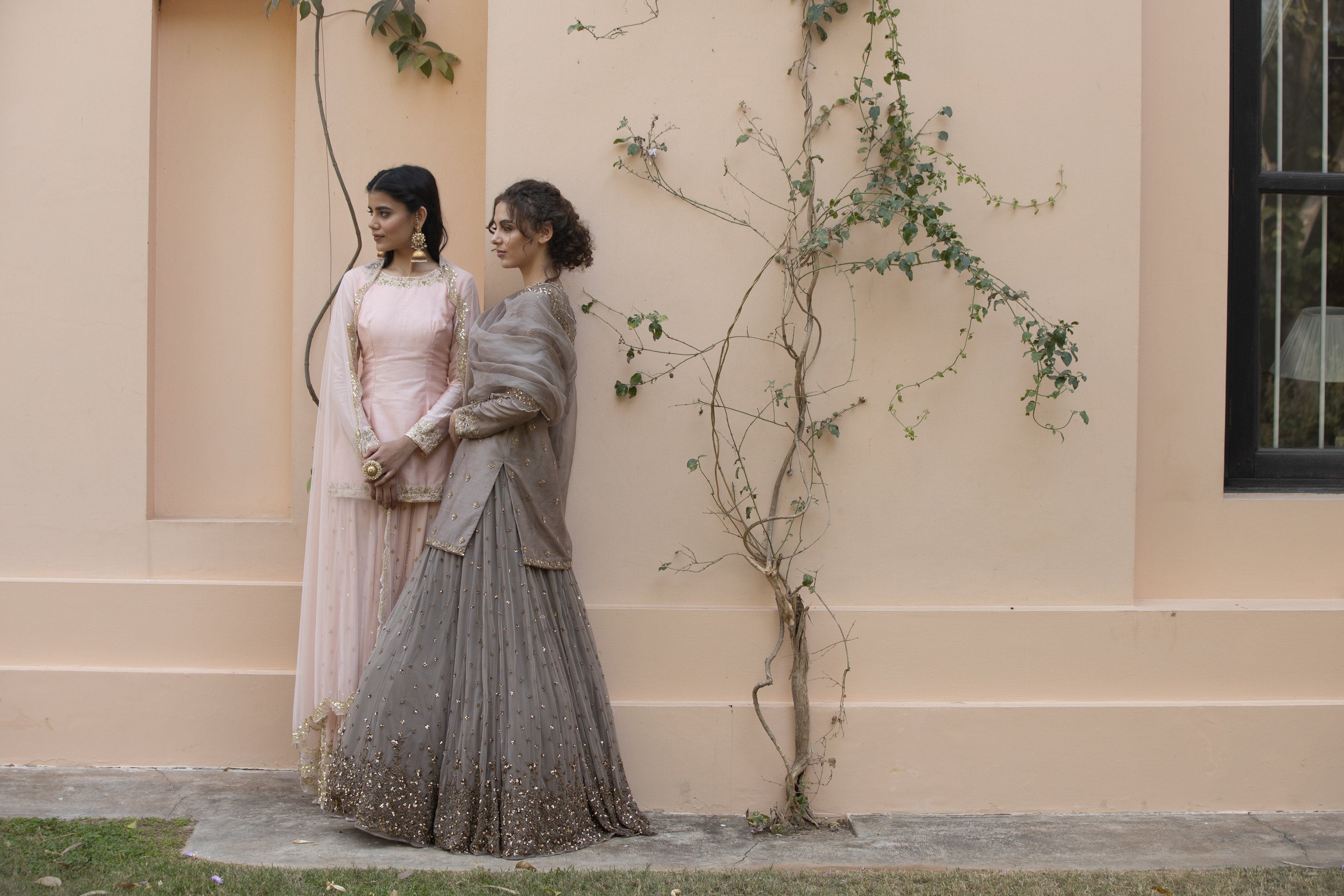 Blush Pink Embroidered Chanderi & Net Sharara (3-Piece) - Image 2