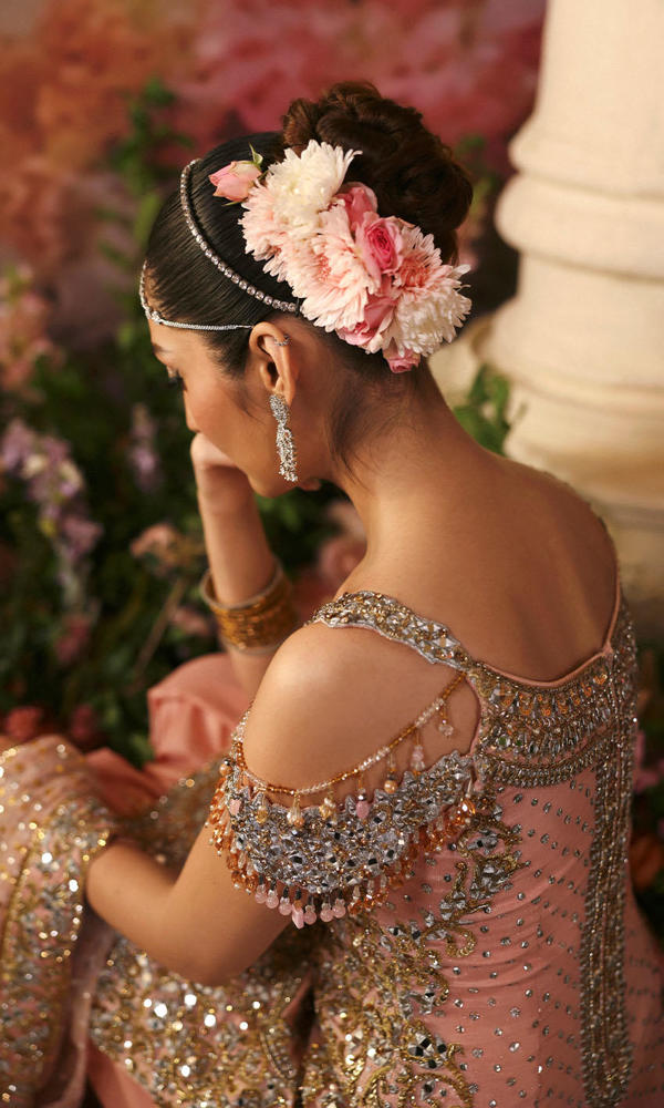 Pakistani Soft Pink Mirror Work Chiffon & Raw Silk Sharara (3-Piece) - Image 7