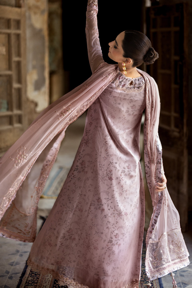 Dusty Pink Embroidered Chiffon Sharara Set (3-Piece) - Image 10