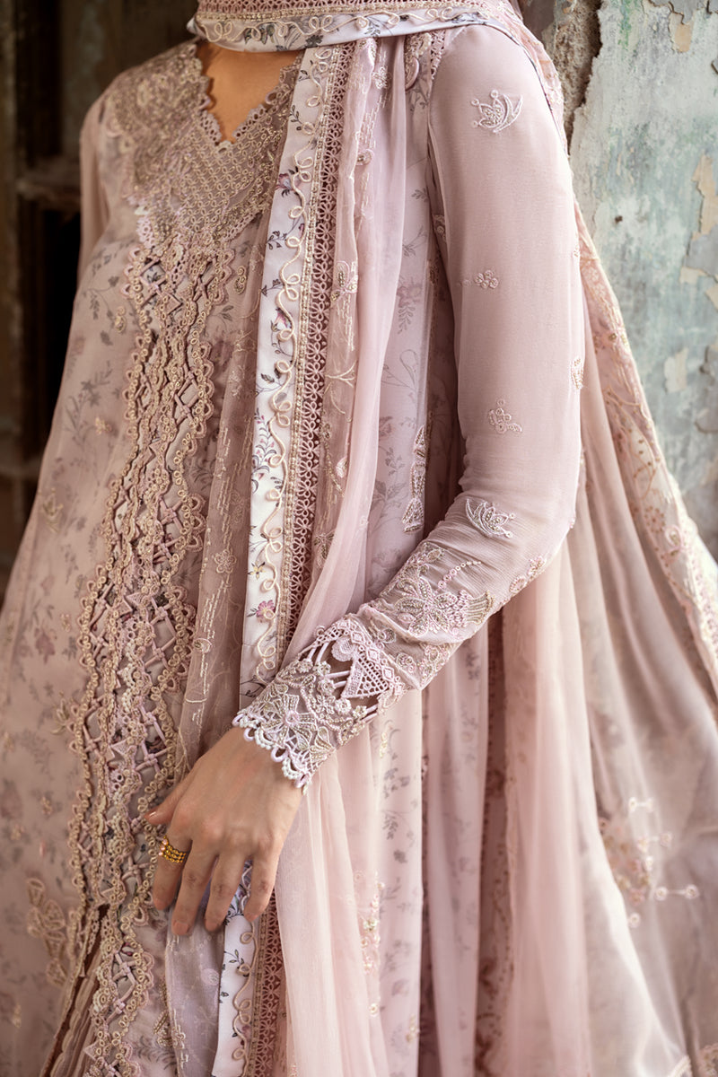 Dusty Pink Embroidered Chiffon Sharara Set (3-Piece) - Image 11