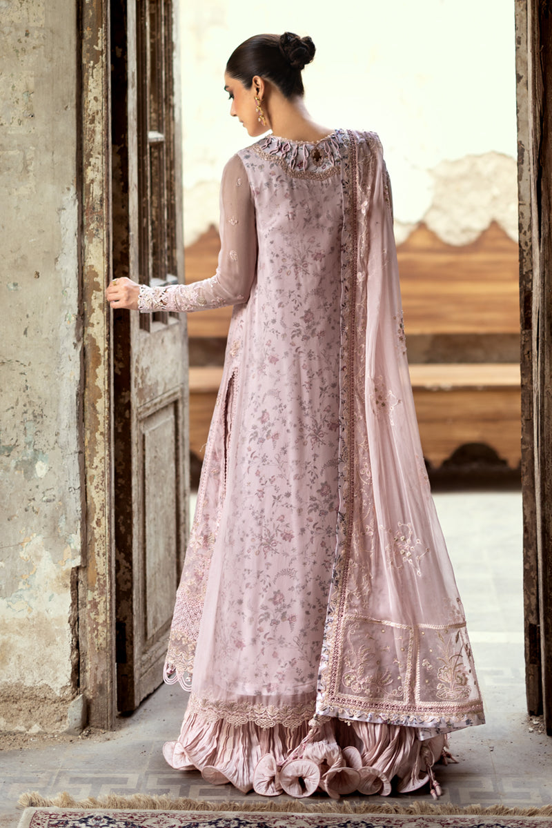 Dusty Pink Embroidered Chiffon Sharara Set (3-Piece) - Image 6