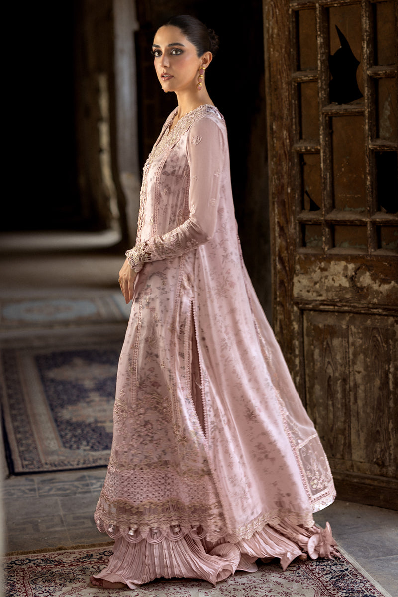 Dusty Pink Embroidered Chiffon Sharara Set (3-Piece) - Image 7