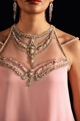 Powder Pink Embellished Georgette Sharara Set (2-Piece) - Image 3
