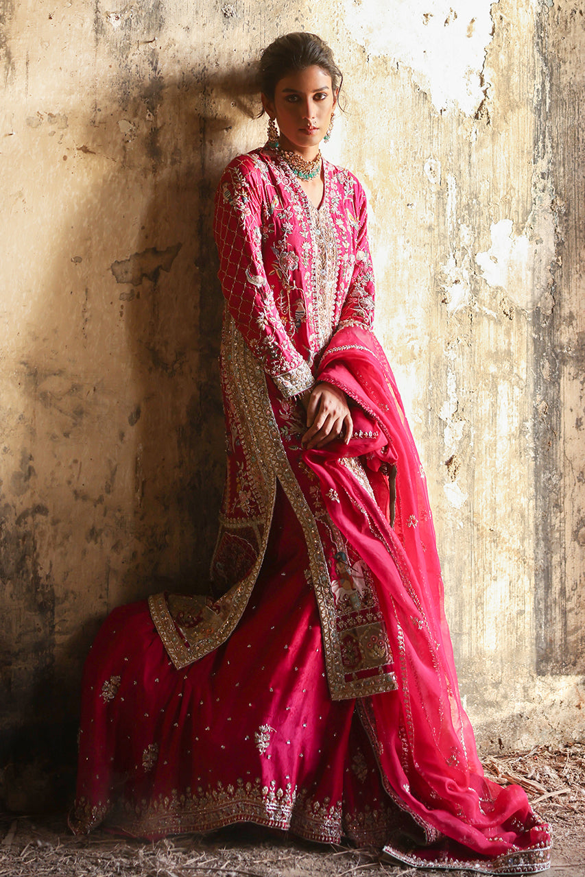 Magenta Zardozi Jamawar Silk Sharara (3-Piece) - Image 1