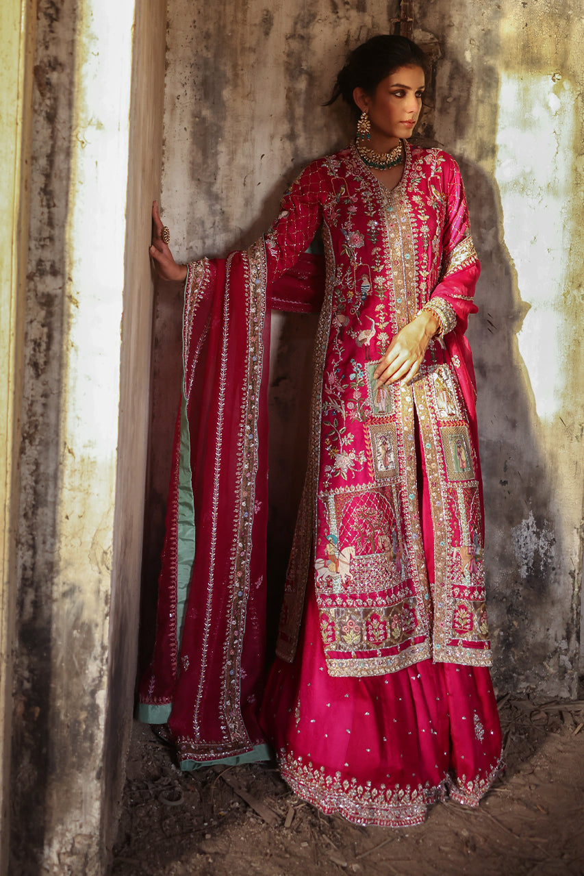Magenta Zardozi Jamawar Silk Sharara (3-Piece) - Image 5