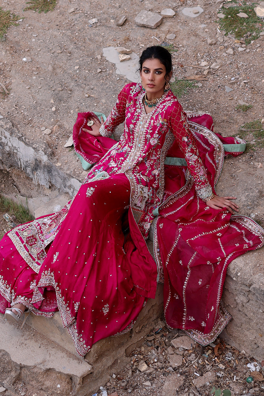 Magenta Zardozi Jamawar Silk Sharara (3-Piece) - Image 7