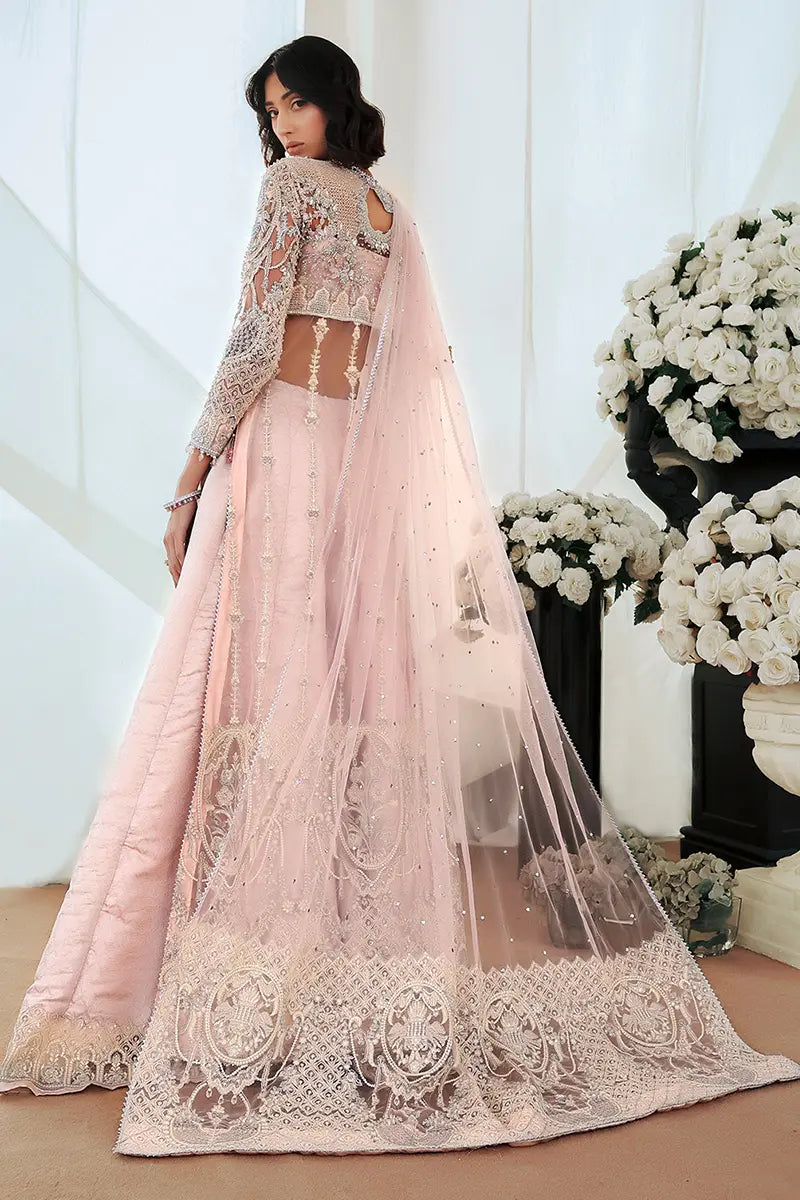 Powder Pink Embroidered Net & Silk Sharara (3-Piece) - Image 5