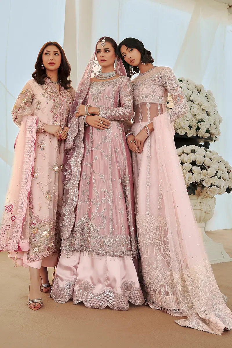 Powder Pink Embroidered Net & Silk Sharara (3-Piece) - Image 6