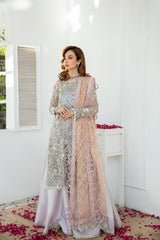 Pakistani Mauve Hand Embellished Net & Lama Sharara (3-Piece) - Image 4