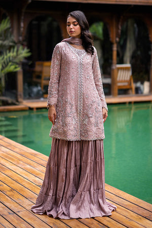 Pakistani Tea Pink Handworked Sharara Set (3-Piece) - Image 1