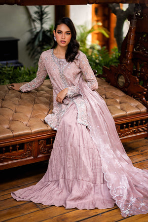 Pakistani Tea Pink Handworked Sharara Set (3-Piece) - Image 6