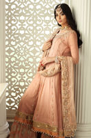 Pakistani Rose Pink Dabka Gota Net Anarkali Sharara (3-Piece) - Image 3