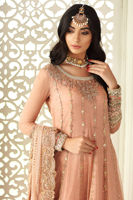 Pakistani Rose Pink Dabka Gota Net Anarkali Sharara (3-Piece) - Image 4