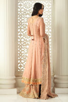 Pakistani Rose Pink Dabka Gota Net Anarkali Sharara (3-Piece) - Image 5