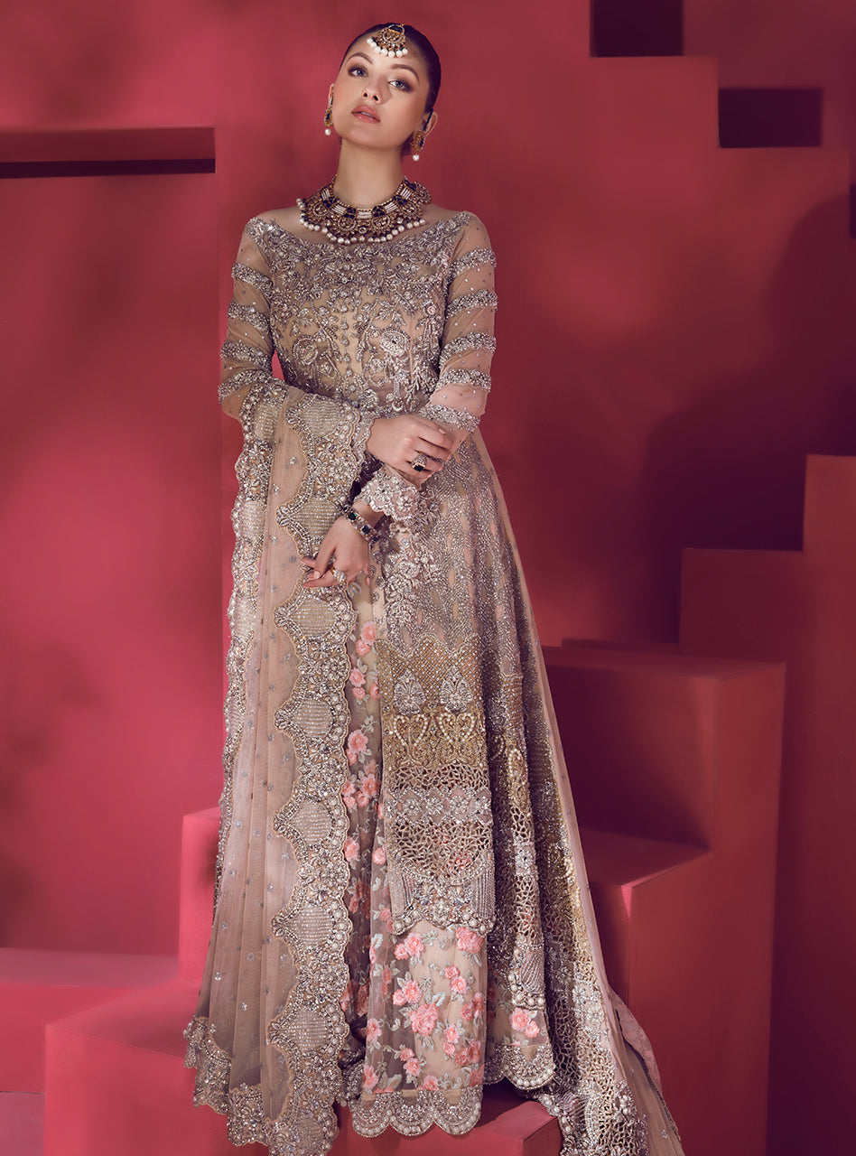 Blush Embroidered Net Sharara Dress (3-Piece) - Image 1