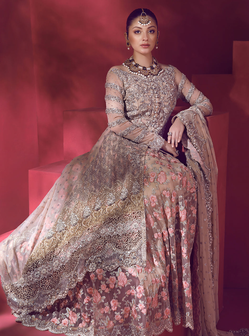 Blush Embroidered Net Sharara Dress (3-Piece) - Image 4