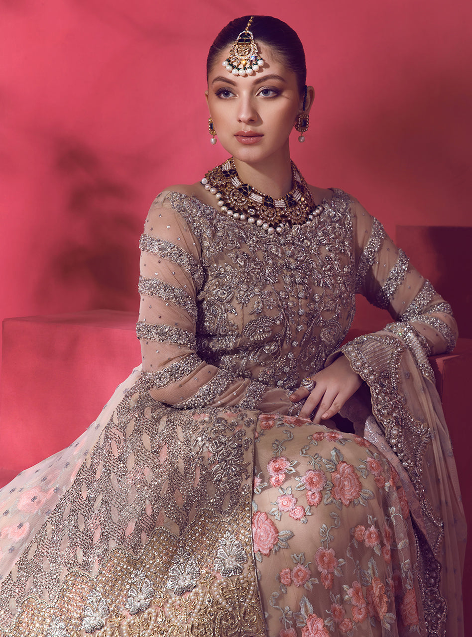 Blush Embroidered Net Sharara Dress (3-Piece) - Image 8