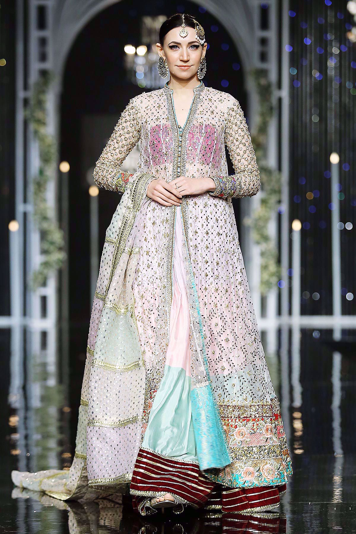 Pastel Pink Kaamdani Net Sharara (3-Piece) - Image 1