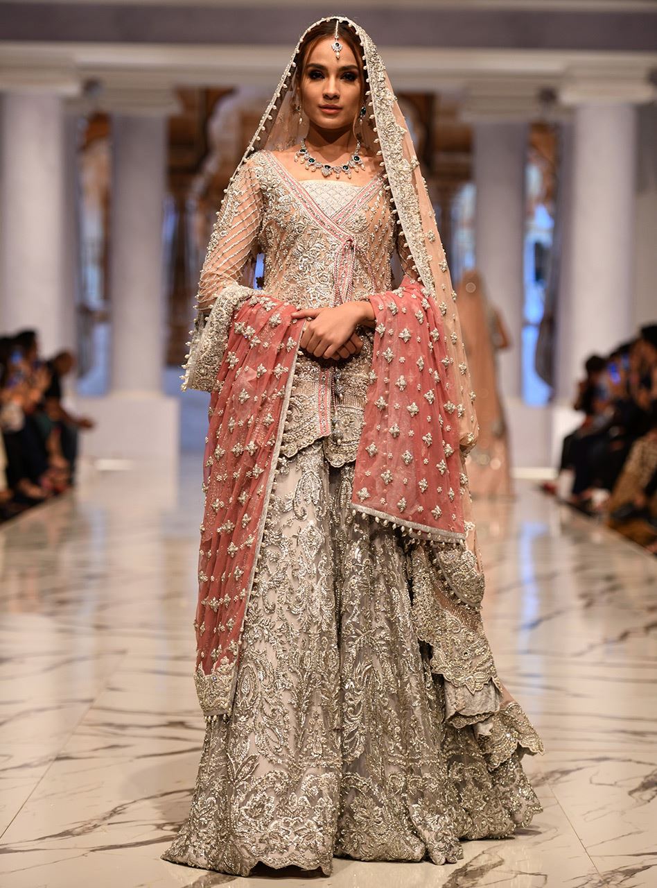 Light Pink Embellished Net Angrakha Sharara (3-Piece) - Image 1