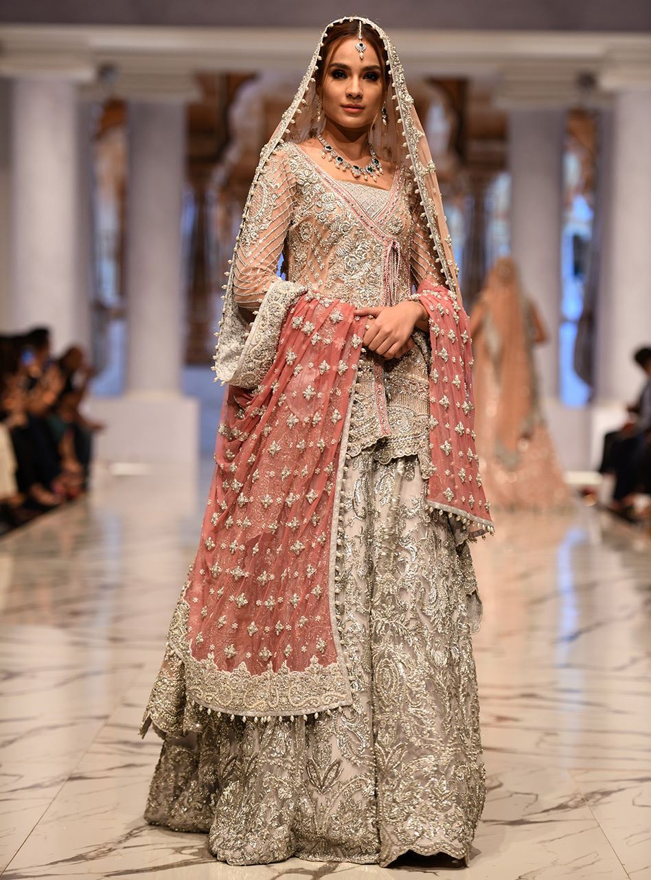 Light Pink Embellished Net Angrakha Sharara (3-Piece) - Image 3