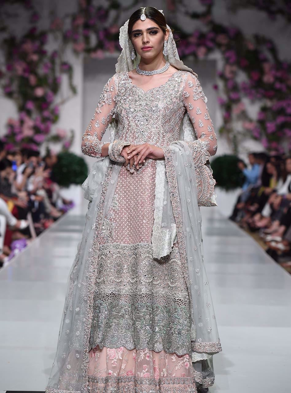 Blush Pink Embroidered Net Bridal Sharara (3-Piece) - Image 1