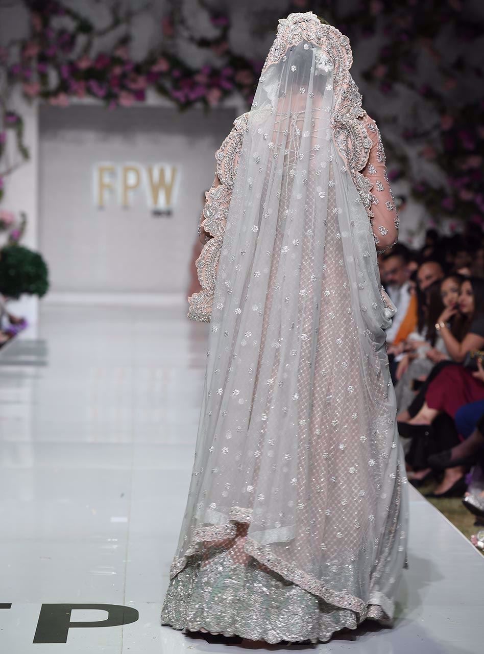 Blush Pink Embroidered Net Bridal Sharara (3-Piece) - Image 3