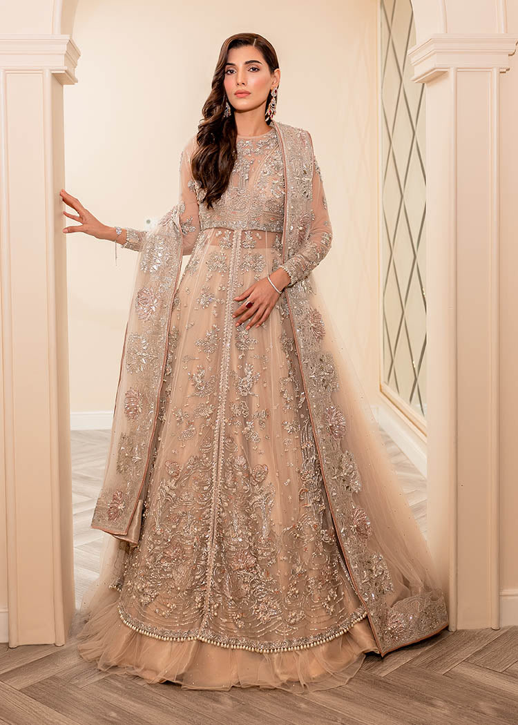 Pakistani Powder Pink Embellished Net Sharara Set (3-Piece) - Image 2