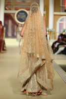 Pakistani Peach Embellished Net Peplum Sharara (3-Piece) - Image 4