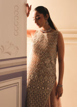 Pakistani Salmon Pink Embroidered Organza Sharara (3-Piece) - Image 8