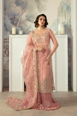 Blush Pink Embroidered Organza Sharara (3-Piece) - Image 2