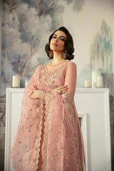 Blush Pink Embroidered Organza Sharara (3-Piece) - Image 3