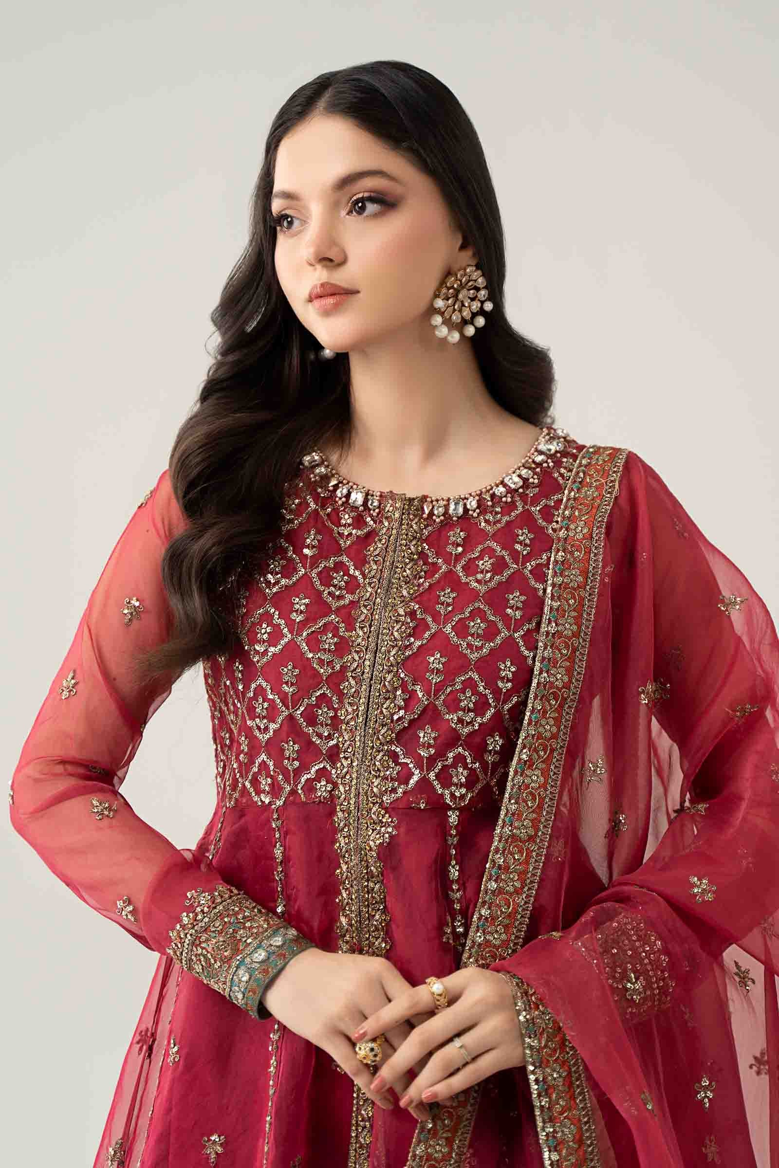 Pink Embroidered Organza Sharara 3-Piece - Image 3