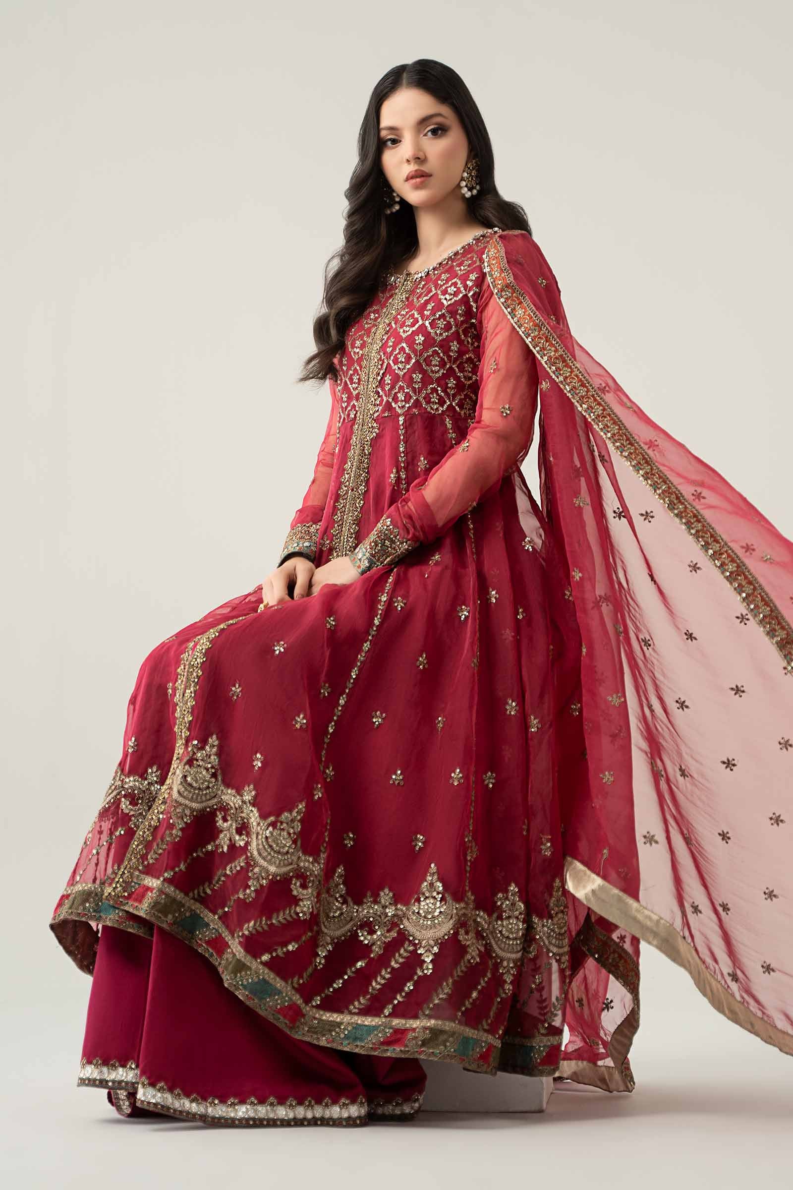 Pink Embroidered Organza Sharara 3-Piece - Image 5