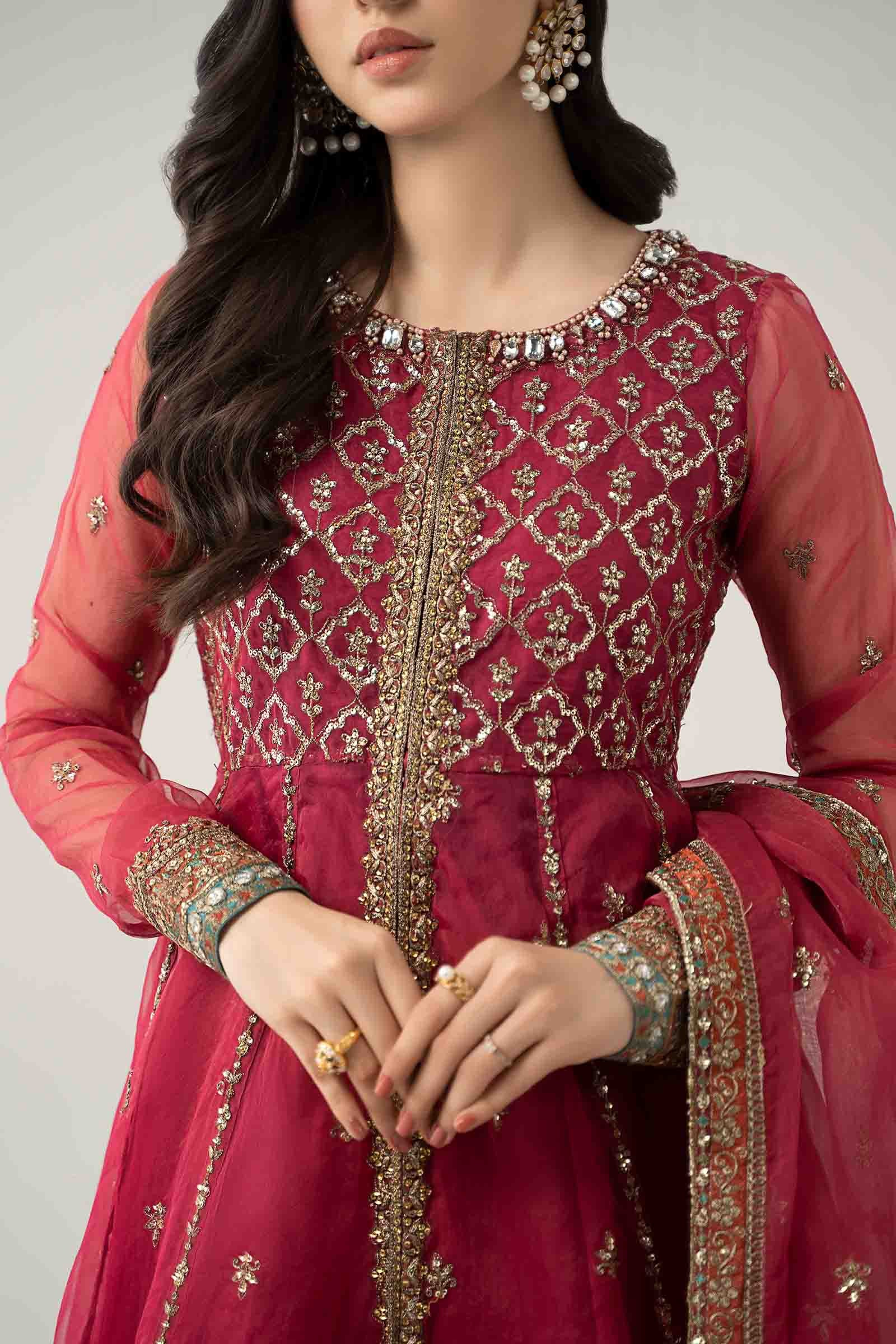 Pink Embroidered Organza Sharara 3-Piece - Image 6