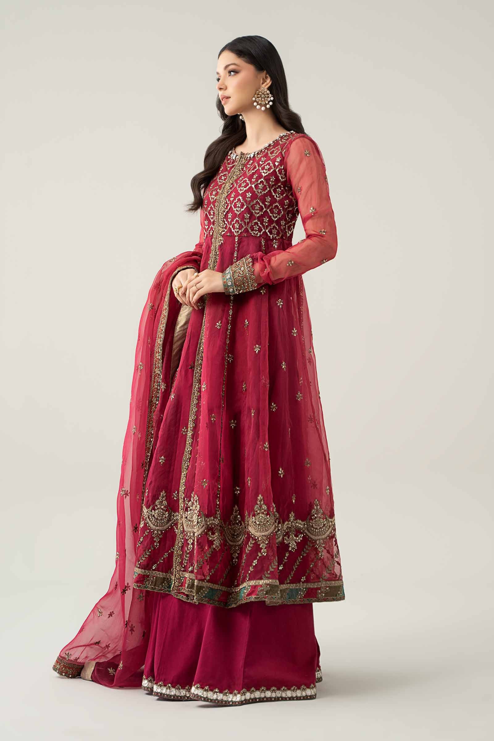 Pink Embroidered Organza Sharara 3-Piece - Image 9