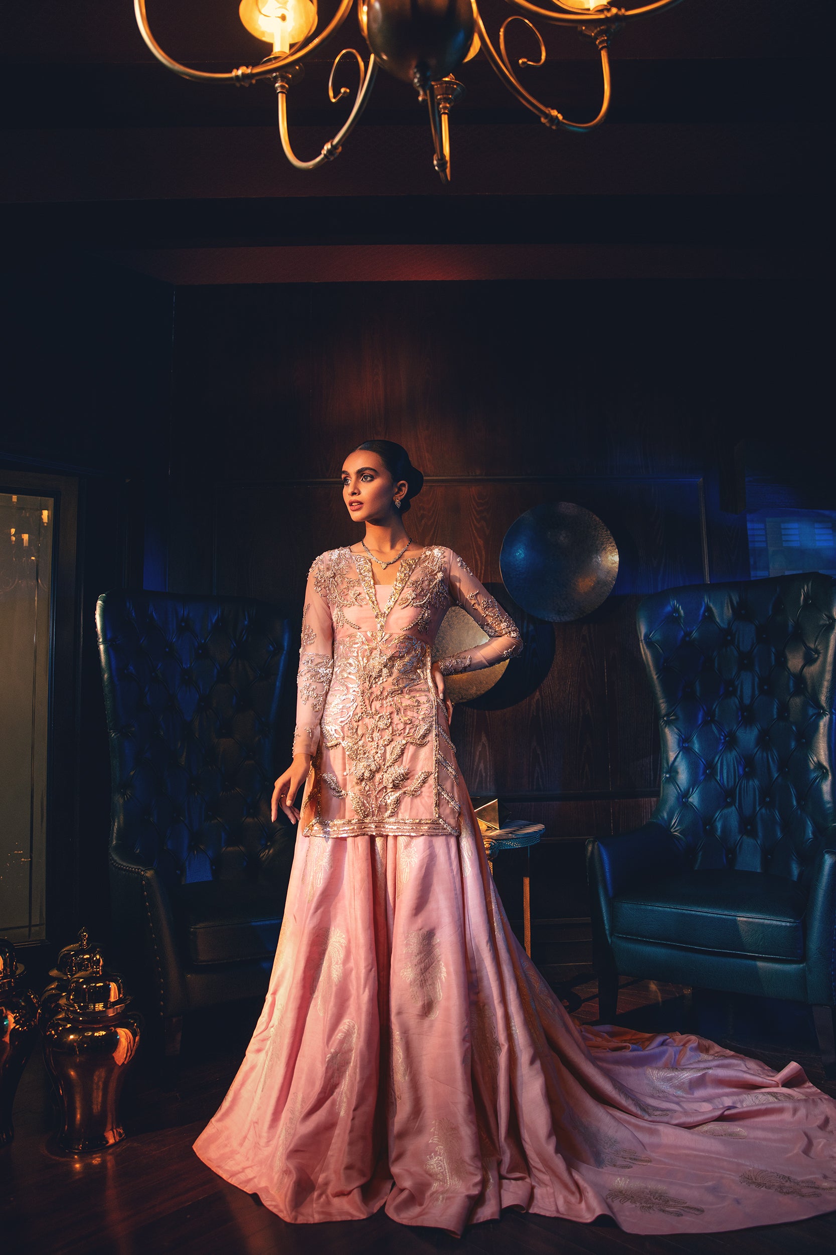 Blush Pink Pitta Work Net Sharara (2-Piece) - Image 2