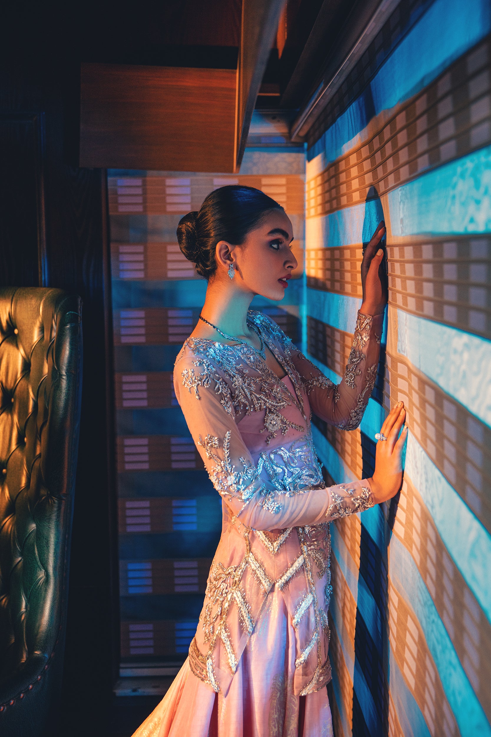 Blush Pink Pitta Work Net Sharara (2-Piece) - Image 3