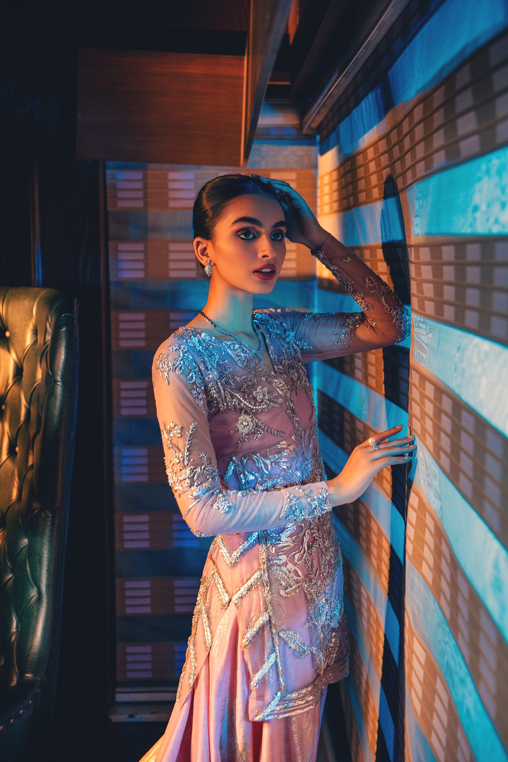 Blush Pink Pitta Work Net Sharara (2-Piece) - Image 4