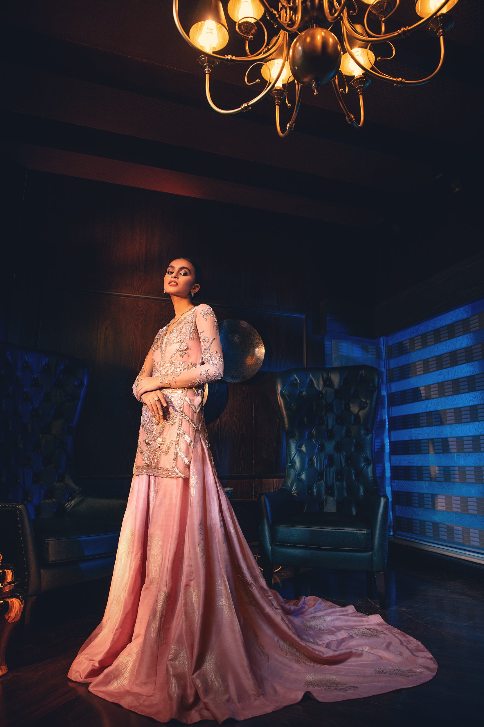 Blush Pink Pitta Work Net Sharara (2-Piece) - Image 6