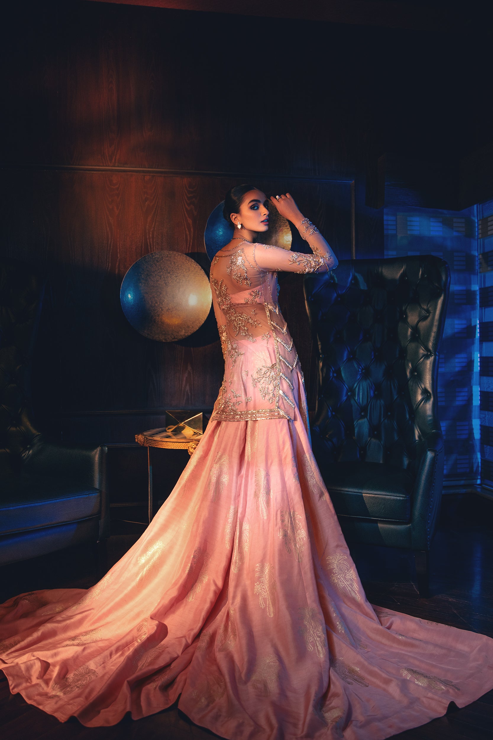 Blush Pink Pitta Work Net Sharara (2-Piece) - Image 7