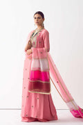 Rose Pink Zardozi Raw Silk Sharara (3-Piece) - Image 4