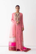 Rose Pink Zardozi Raw Silk Sharara (3-Piece) - Image 5