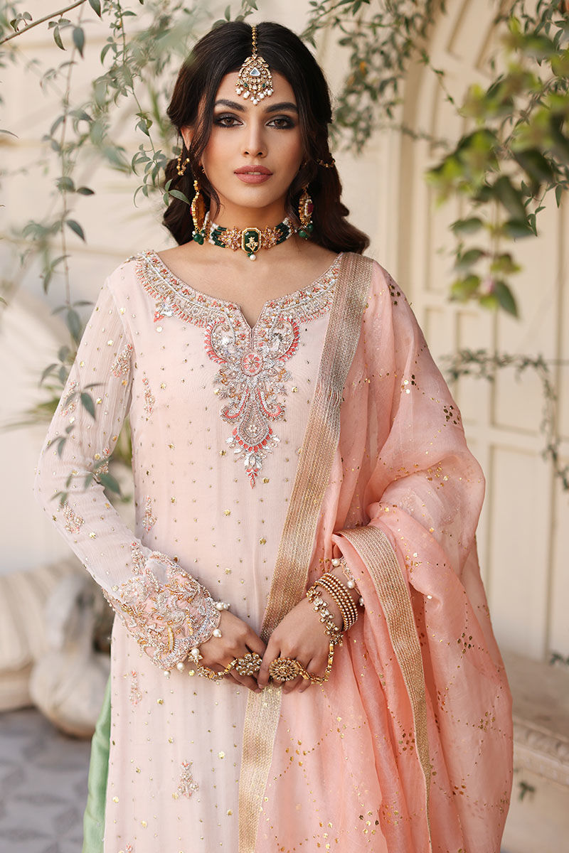 Pakistani Soft Pink Kaamdani Silk-Blend Sharara (3-Piece) - Image 7