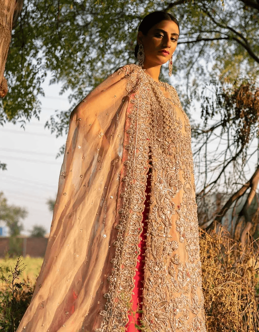 Shocking Pink Embellished Net Silk-Blend Sharara (3-Piece) - Image 2