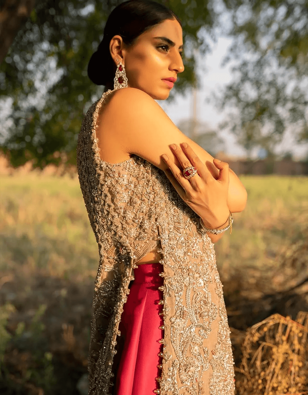 Shocking Pink Embellished Net Silk-Blend Sharara (3-Piece) - Image 3